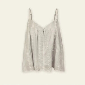 Dress Forum Striped Eyelet Triangle Cami Top - Light Grey